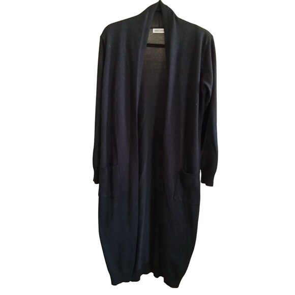 Grace Karin Size Medium Cardigan Sweater Womens Pockets Open Front Long Black - Picture 2 of 12